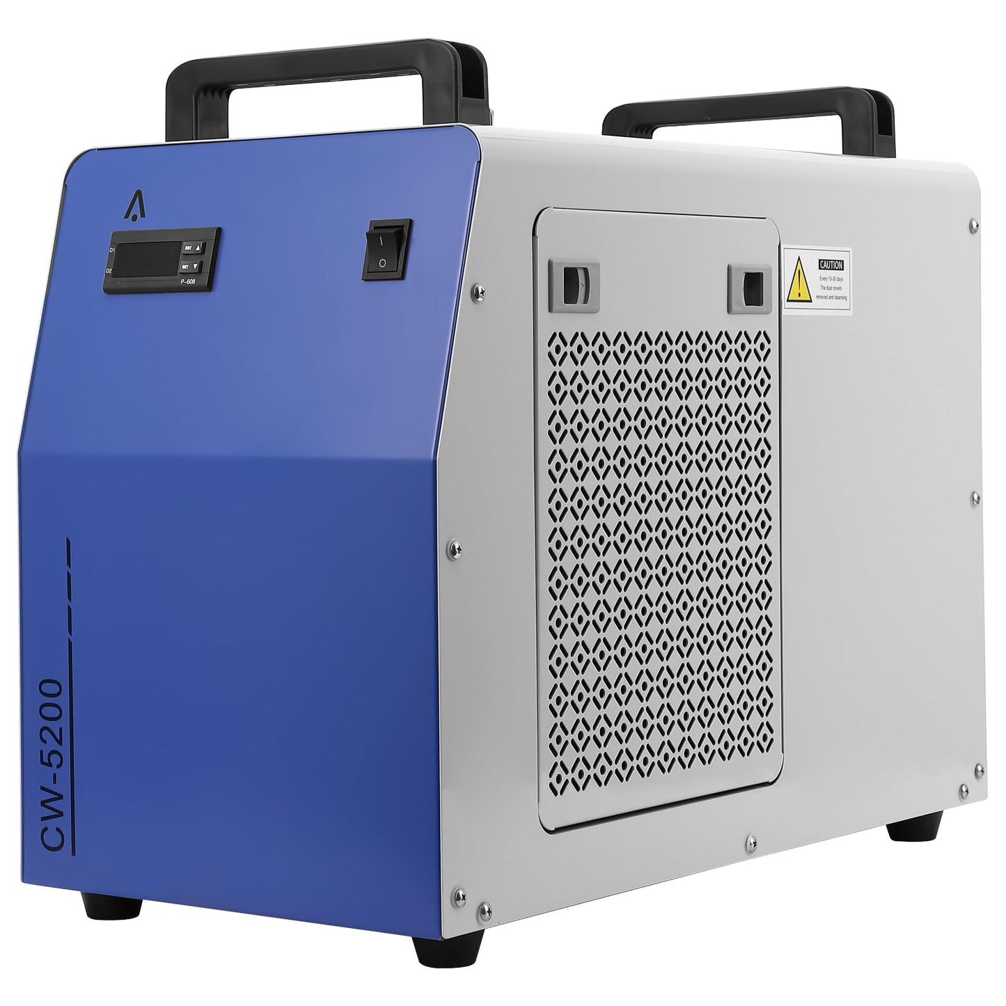 6L Industrial Water Chiller CW-5200, 0.9HP 2.6gpm Water Cooling System for 50W-150W, CO2 Laser Engraving & Cutting Machines, Cools 5200 BTU/Hour