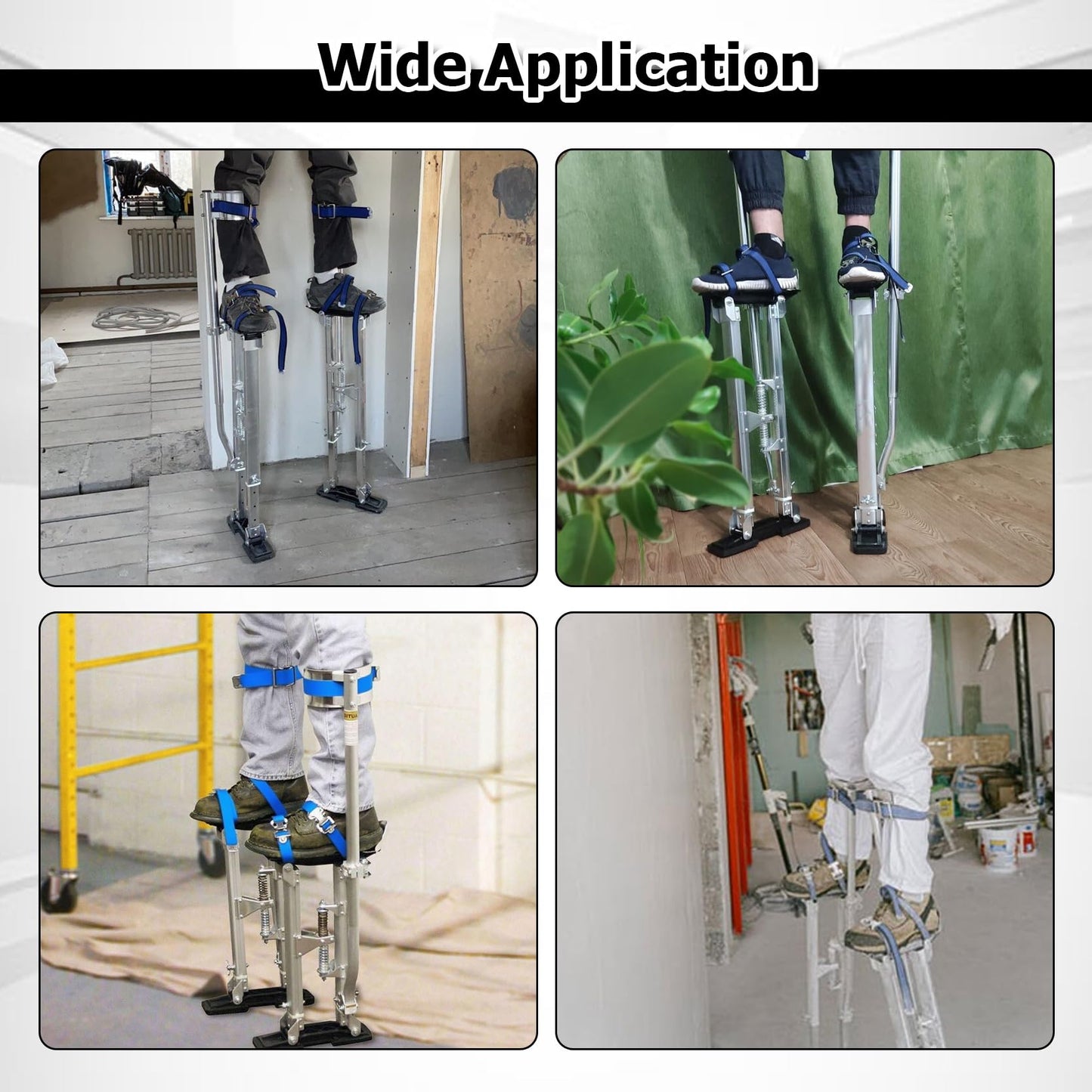 TINVHY 15-23In Adjustable Drywall Stilts for Sheetrock Painting or Cleaning Silver