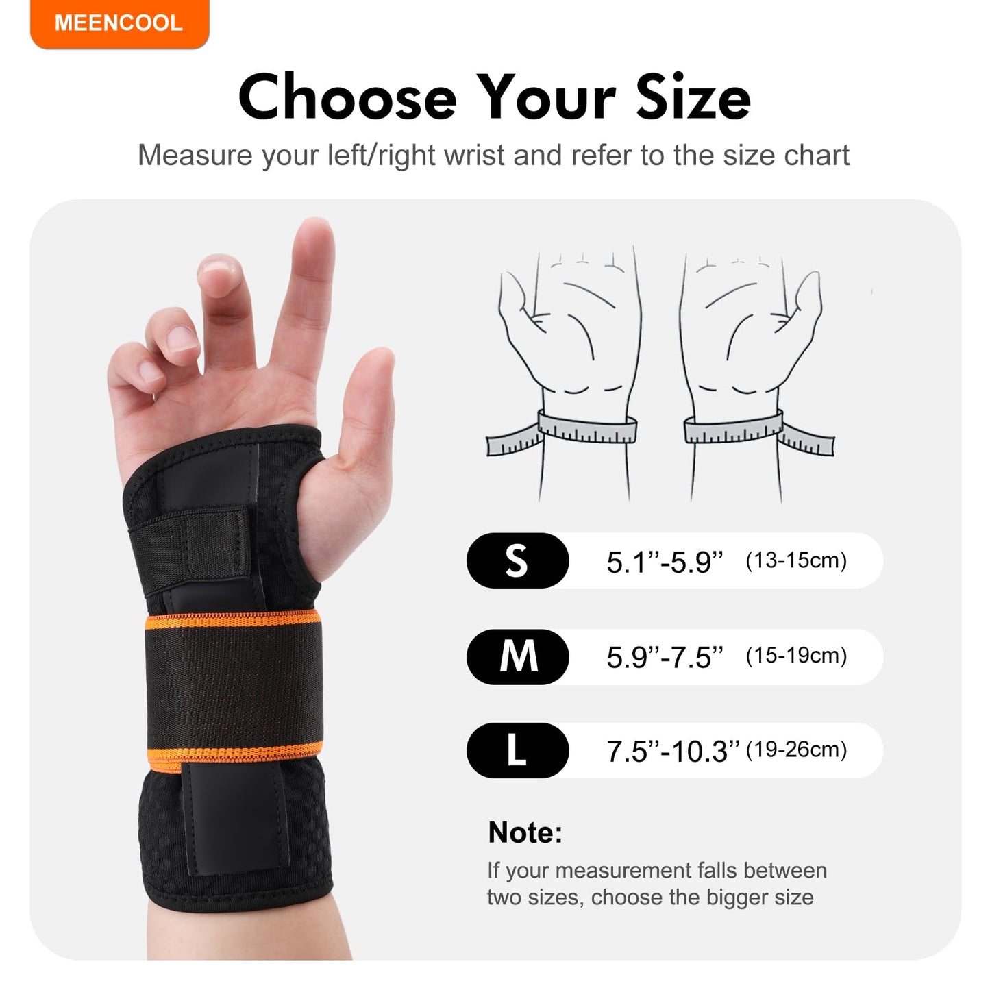 MEENCOOL Carpal Tunnel Wrist Brace Night Support, Adjustable Splint Right Hand for Wrist Pain Relief – Hand Brace for Tendonitis, Arthritis, Sprain for Men Women (Black, M)