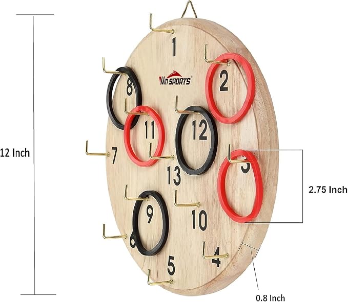 Ring Toss Game,Indoor Outdoor for Kids Adults Family,Fun Tailgate or Hangs on Wall,Exciting Gift Idea, Safe & Durable Design,Includes 13 Metal Hooks and 14 Rubber Rings