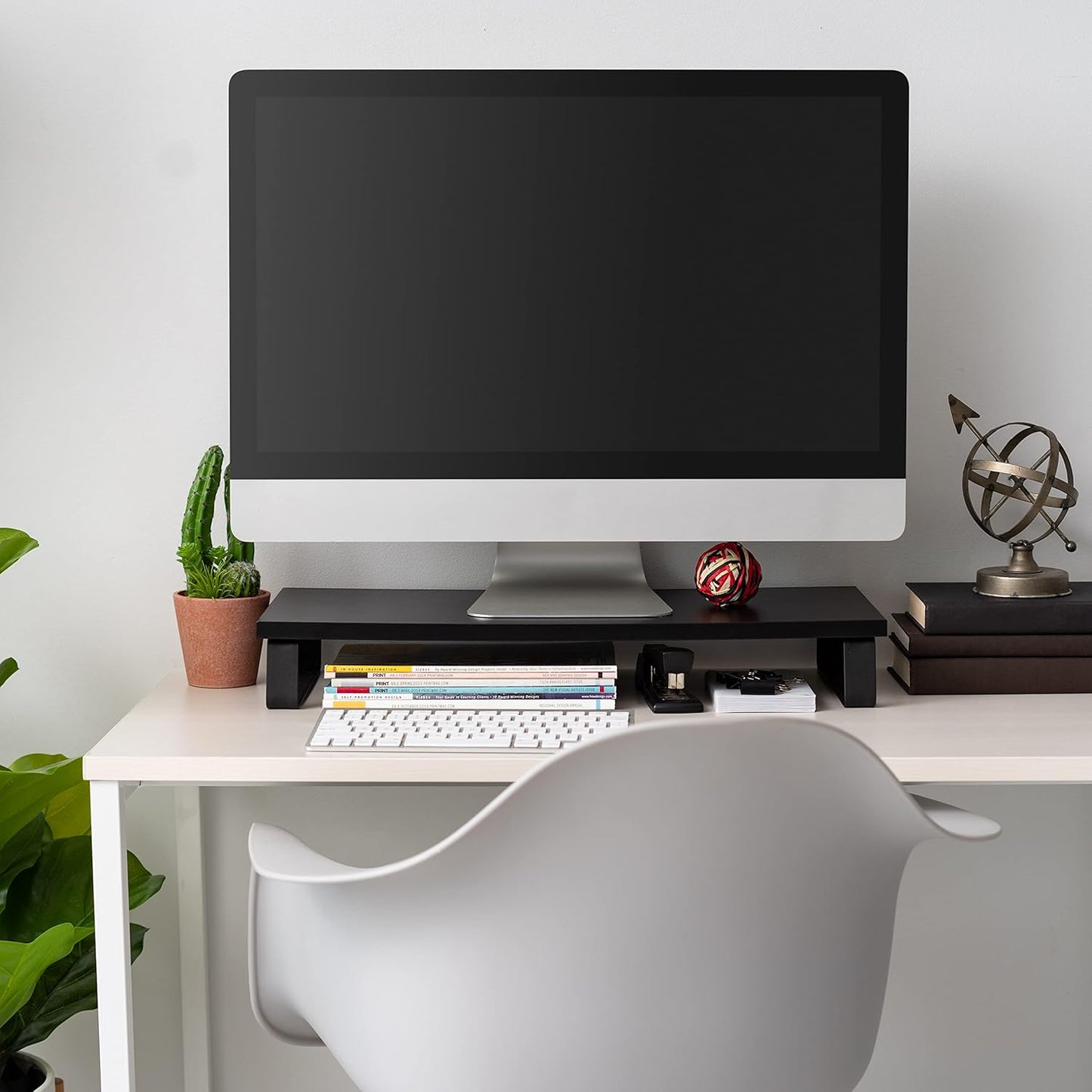1-Tier Countertop Closet IRIS USA Multi-Purpose Modern PC Monitor Organizer Stand with Metal Legs, Ergonomic Desktop