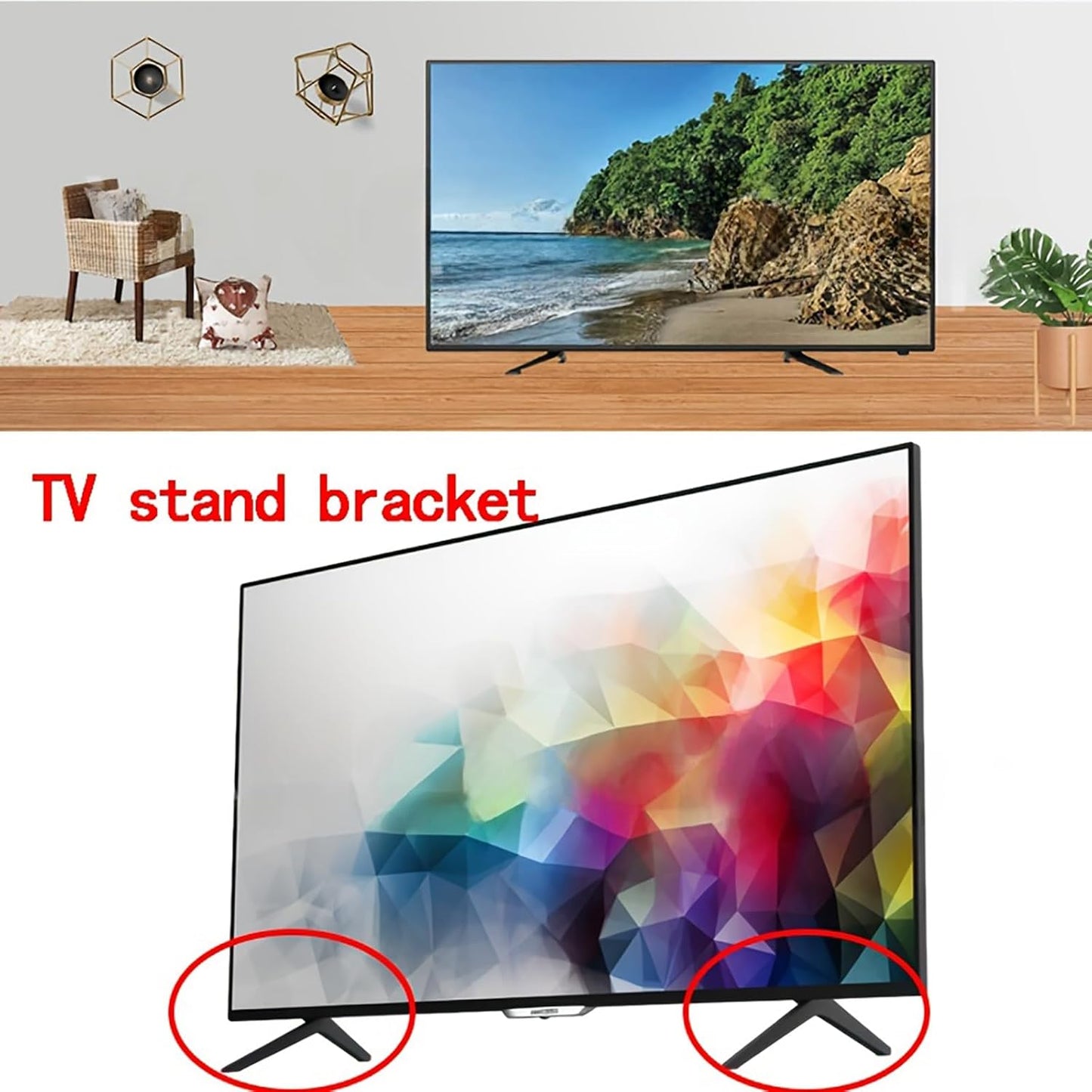 Dranvosk Set 52.49 72.18 Inch Inch Universal TV Stand Legs Replacement Feet and Mount Base with Screw for to Smart TVs