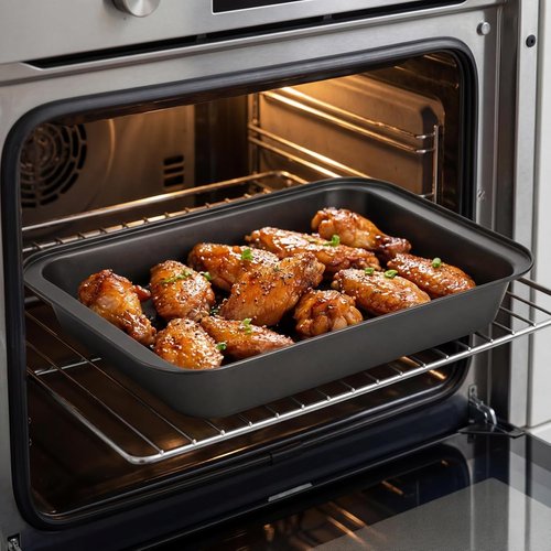 Lyellfe Non-Stick Baking Pan Set - 3 Pack 13 x 9 Inch Rectangle Cake Pans for Brownies, Lasagna & Casseroles