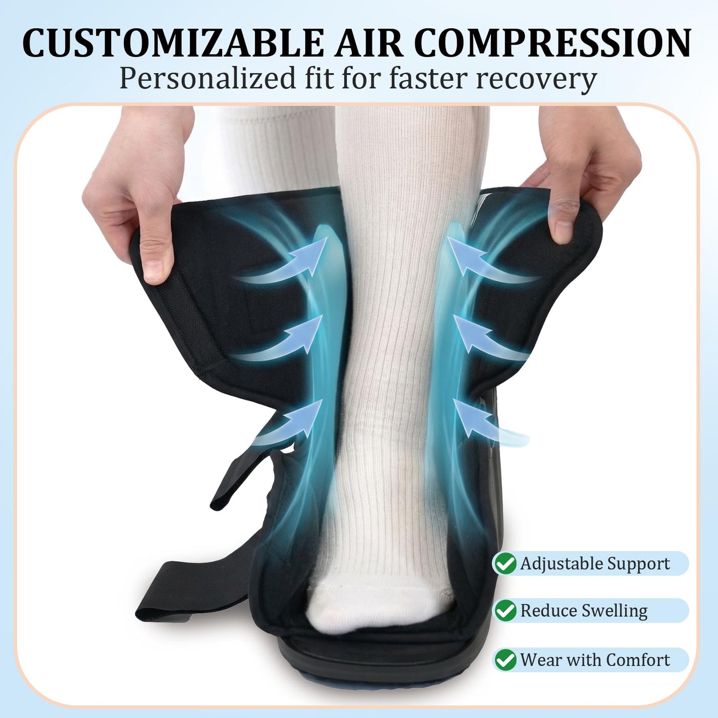 Mathgetin Air Walker Boot Medical Short Fracture Boot for Sprained Ankle and Achilles Tendonitis Inflatable Orthopedic Walking Boot for Broken Foot Fracture Recovery