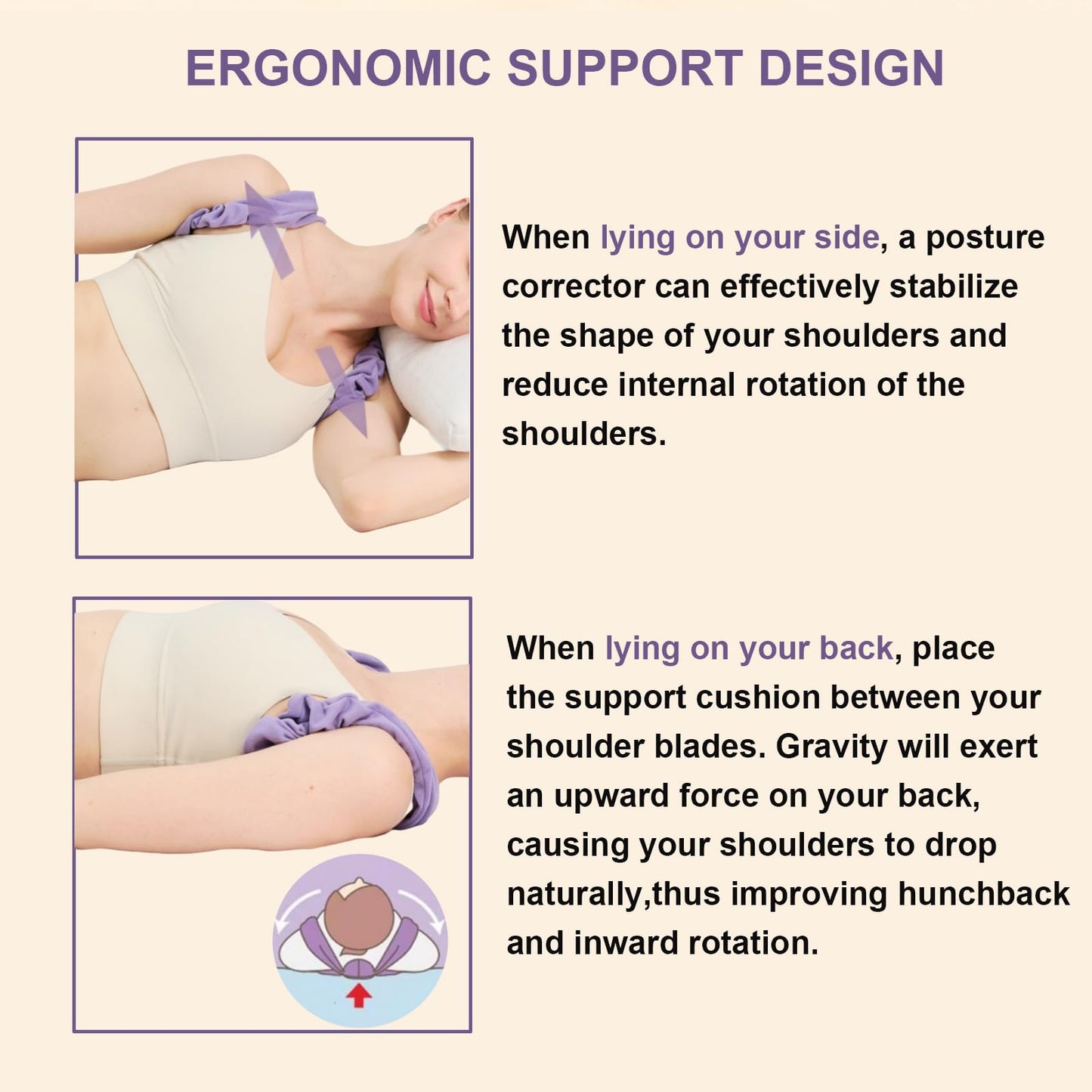 SOMIVOT Posture Corrector for Sleeping – Upper Back and Shoulder Alignment Brace with Soft Support Pad, Comfortable Nighttime Clavicle & Posture Training Strap for Men and Women (Large)
