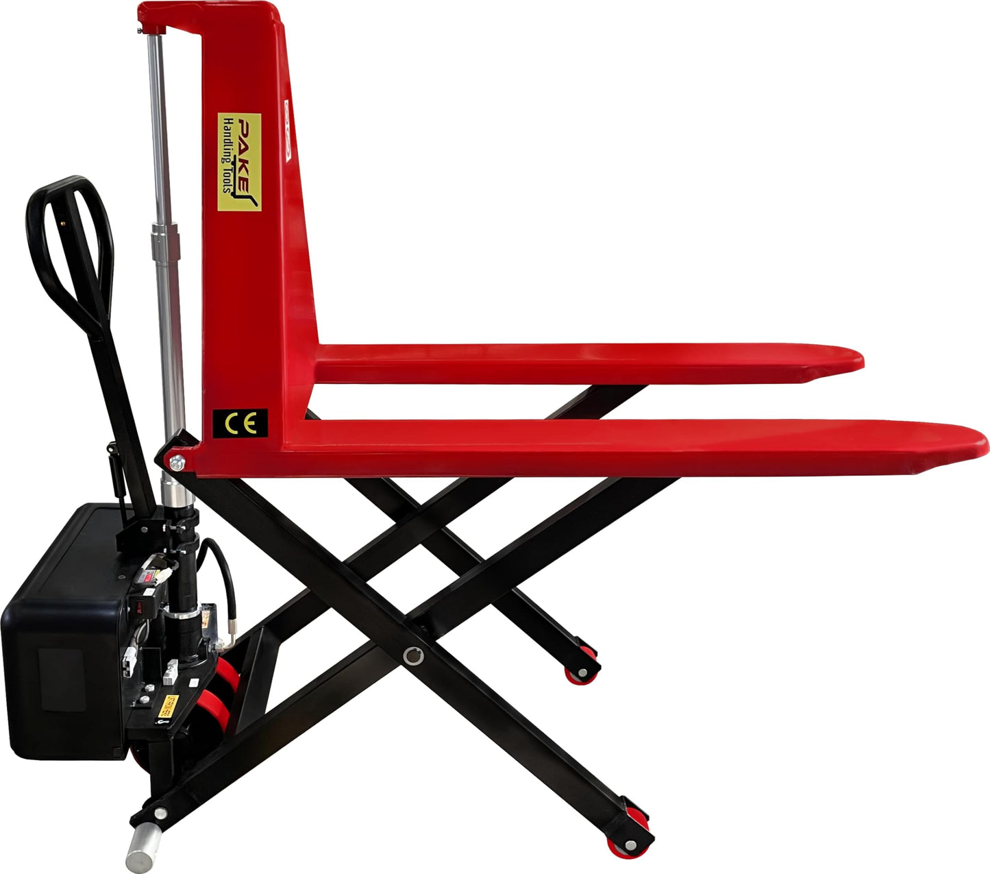 Pake Handling Tools - 2,200lb 27" W x 45" L Battery Powered High-Lift Skid Truck 31-1/2" Max Lift Height