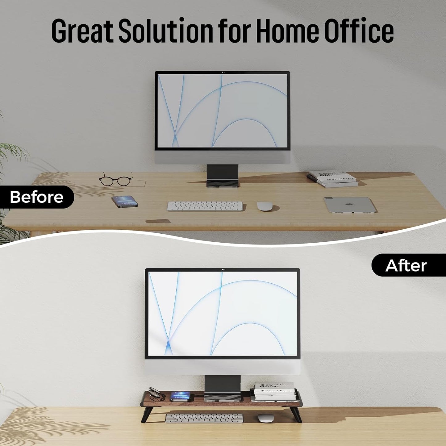 22.4" 8.3" loukin Monitor Stand Riser for Desk, x Larger Computer Stand for Laptop, PC, Printer, Sturdy Desktop