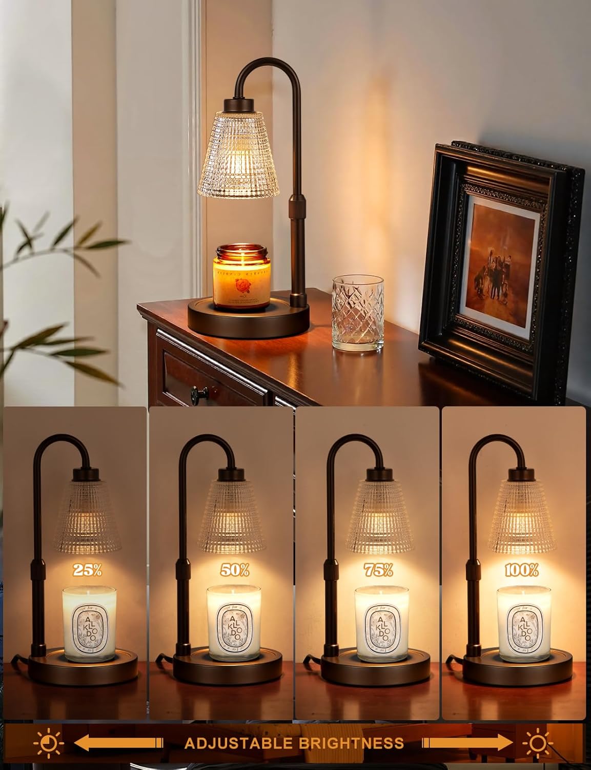 Big Brown Candle Warmer Lamp - Dimmable & Adjustable Timer for Jar Candles | Perfect Home Decor Gift