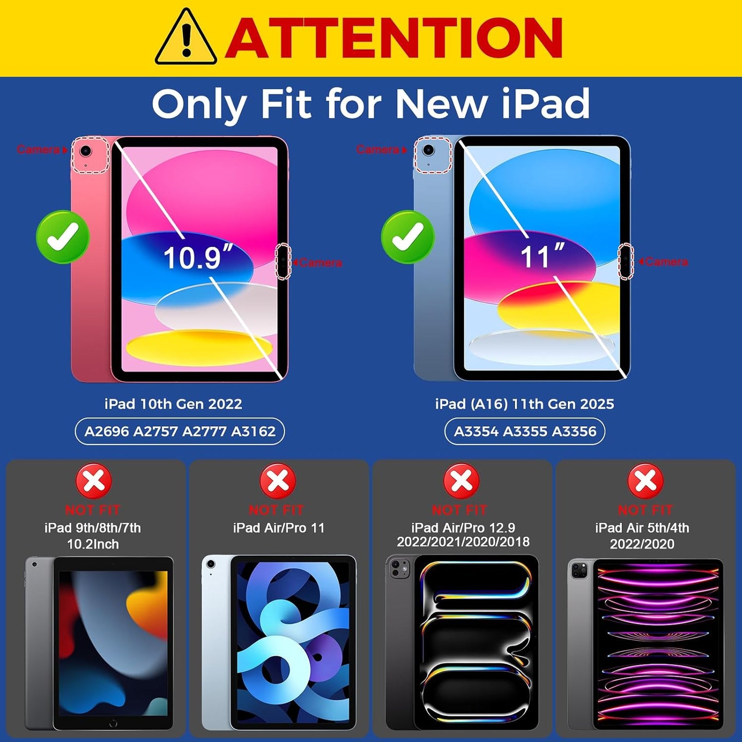 2 Pack 11th A16 2025 10th 10.9 Inch 2022, 9H Screen Protector for iPad & Generation Ultra Sensitive Case Friendly HD