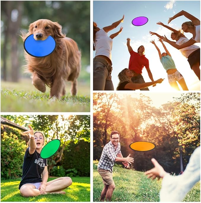 Foldable Flying Disc or Fan Folding Pocket Discs Set Folding Flying Beach Party Favors for Teens Summer Outdoor Activity Flying Fan for Birthday Party Halloween Christmas
