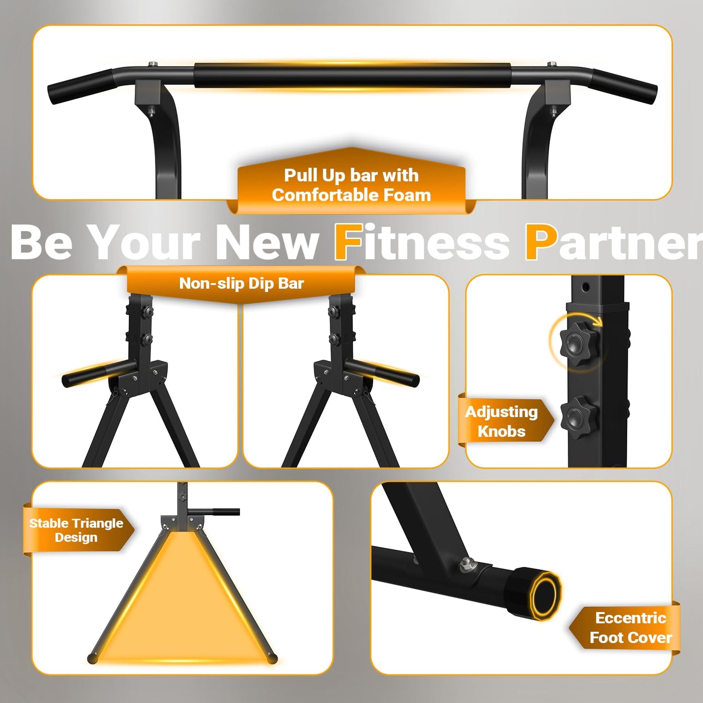 YYJO Foldable Pull Up Bar Free Standing Multi-function Power Tower Dip Bar Home Gym Strength Training Equipment 350 LBS Weight Capacity