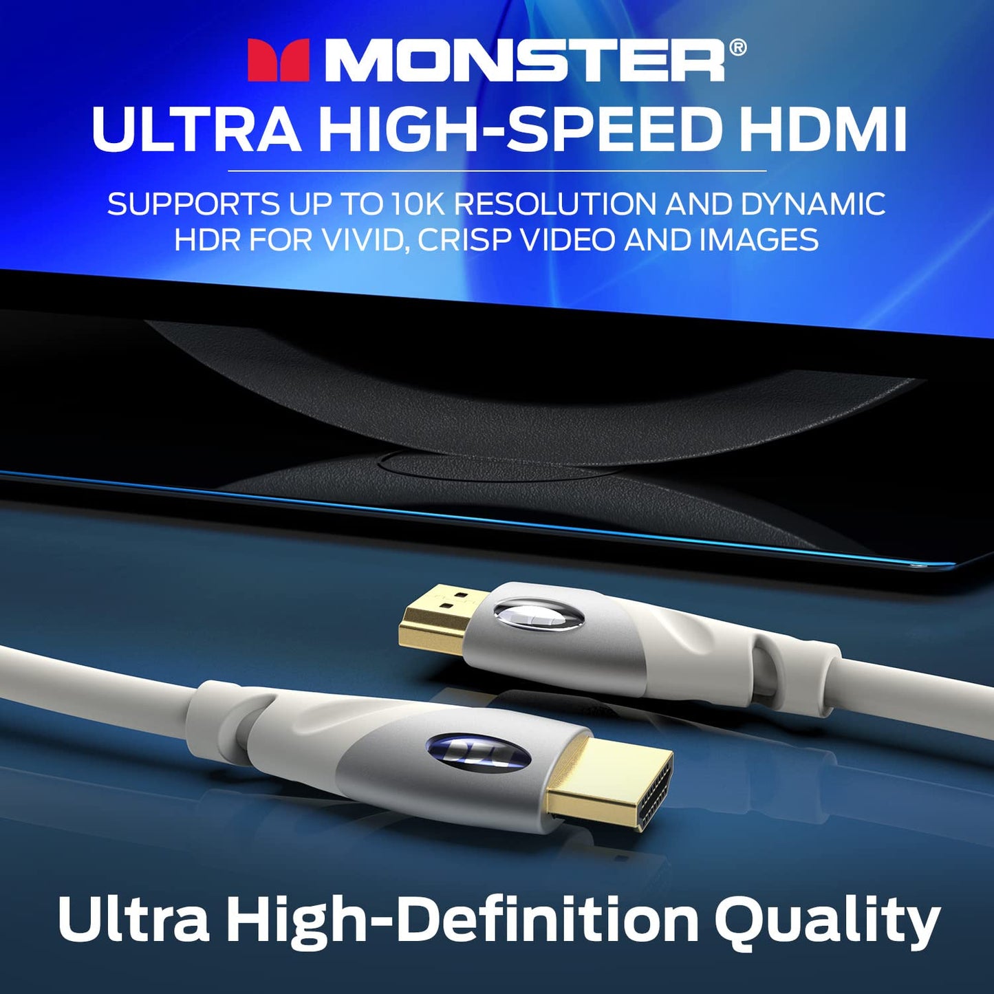 4k 24k PS3 6 Monster HDMI Cable Ultra HD with Ethernet - Corrosion-Resistant Rose Gold Contacts and V-Grip Connection