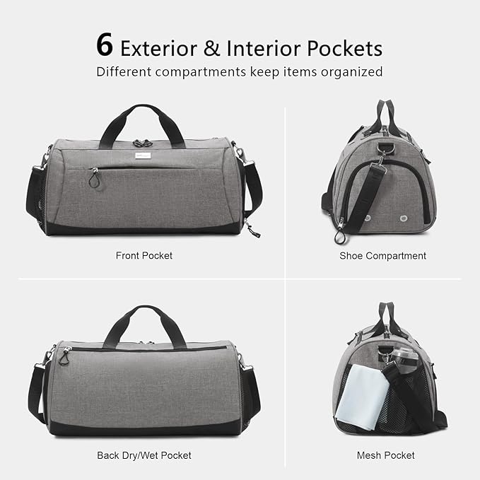 TOPDesign Gym Bag for Women & Men, Unisex Duffel Bag with Shoe Compartment & Wet Pocket for Travel Sports Gym (L Checkerboard)