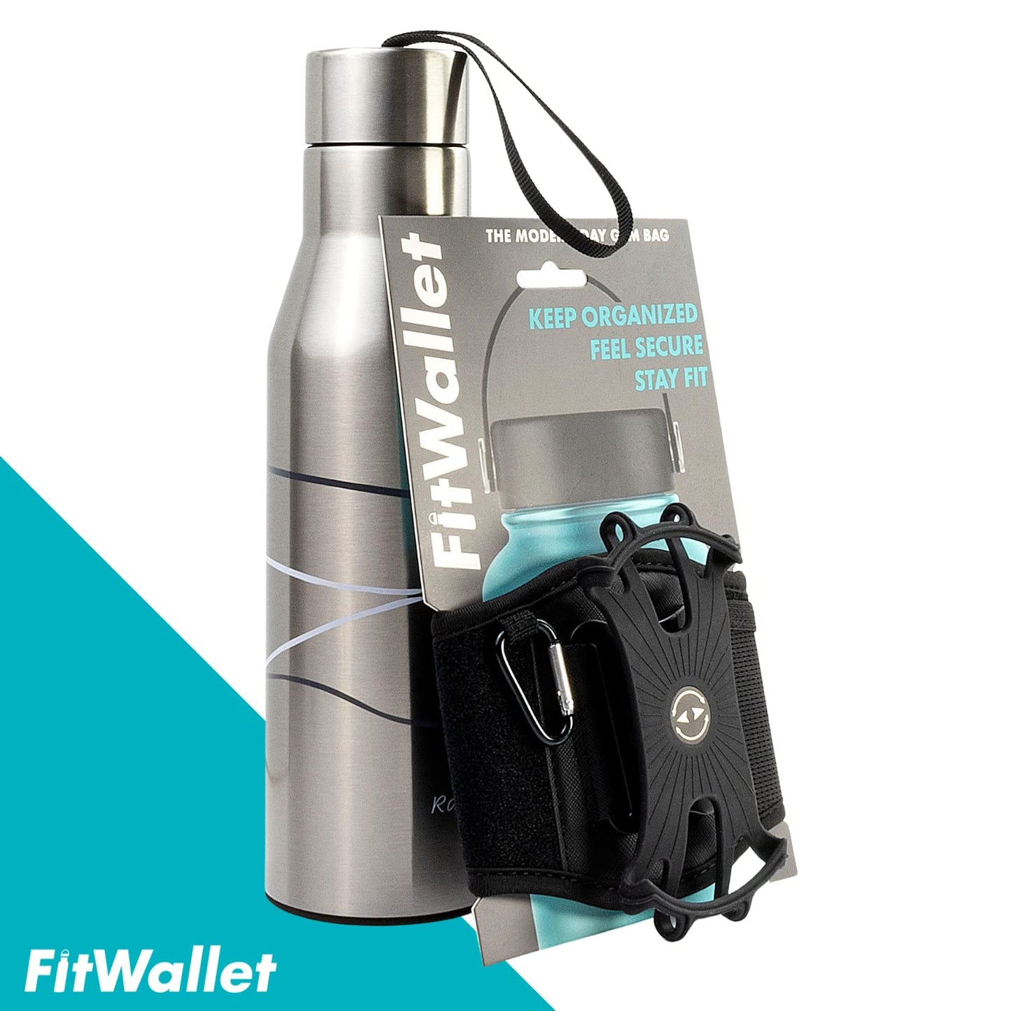 FitWallet™ Water Bottle Phone Holder & Sleeve | Strap Carrier & Pouch for Gym, Running, Hiking, Travel | Gym Bag Alternative Holds Phone, Keys & Accessories