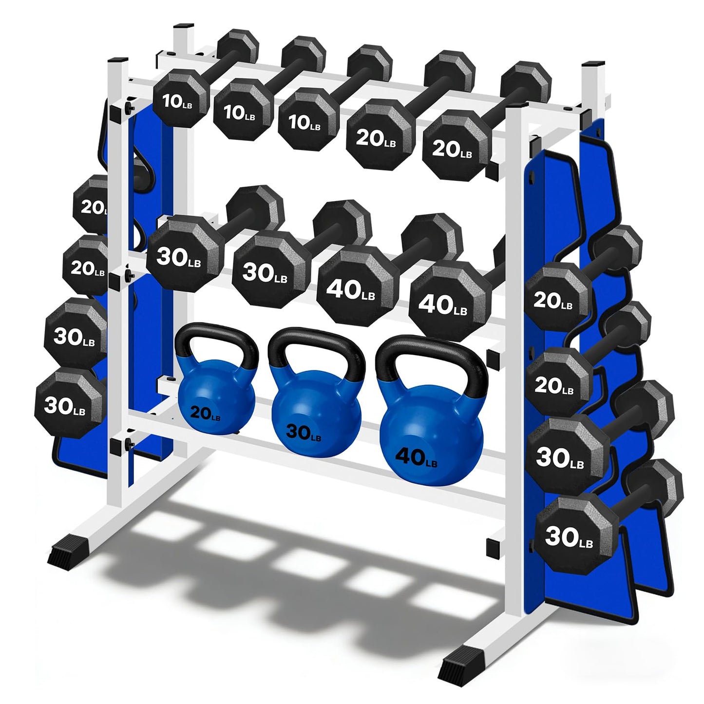 3-Tier Heavy Duty Dumbbell Rack, 1200 LBS Capacity,Double-Side Extension Holder for Dumbbells & Kettlebells Home Gym Storage Rack