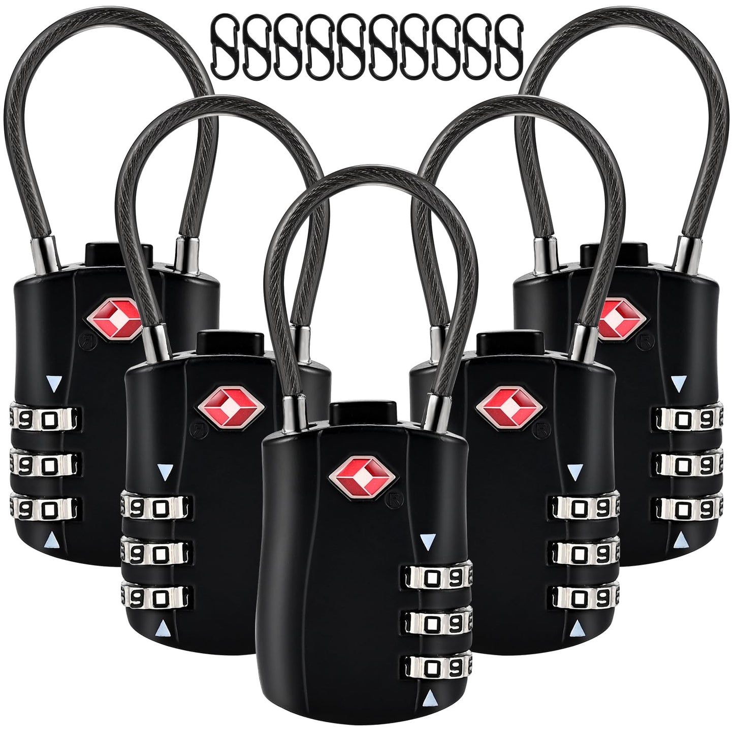 Locilot 5pcs TSA Approved Luggage Locks with 10pcs Zipper Locks, Zinc Alloy Combination Locker Suitcase Lock, TSA Locks for Luggage, Combination Lock for Locker Backpack (TSA007)