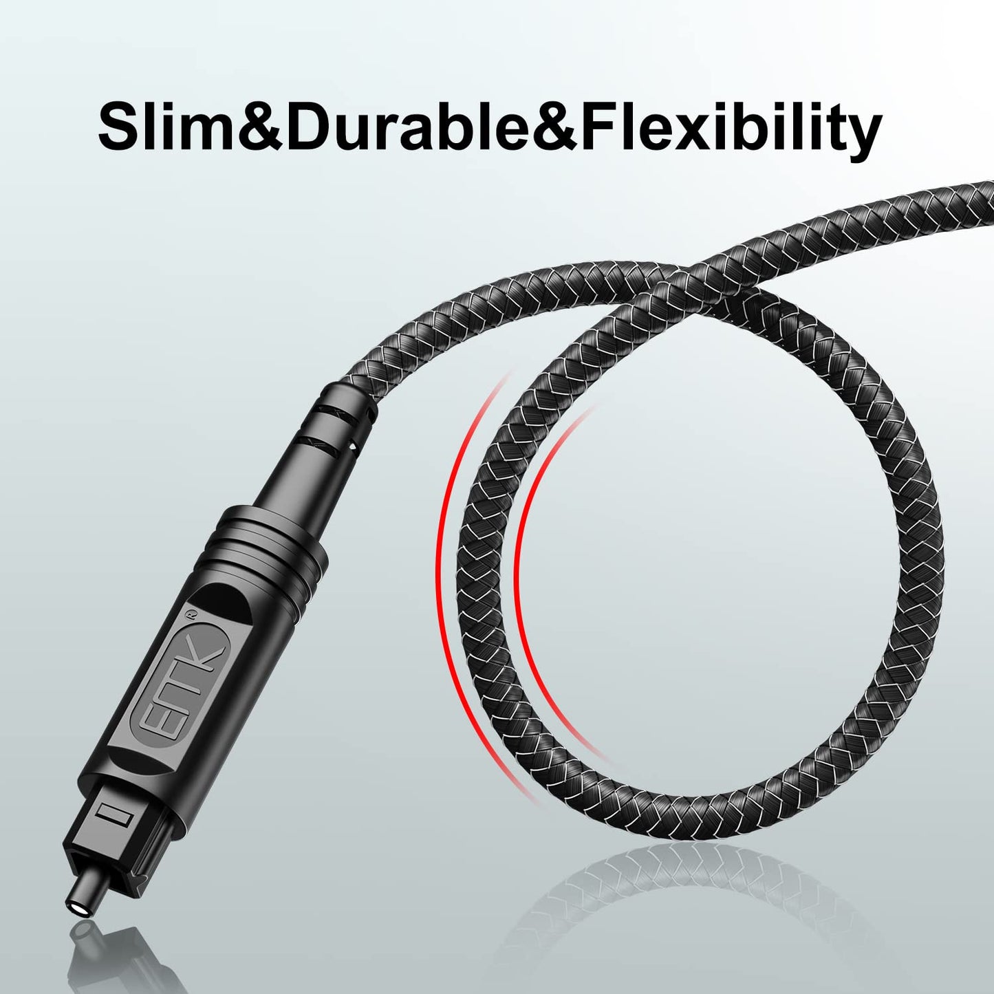 [3 Feet/1M] PS4, (Black1) EMK Digital Optical Audio Cable - Slim Nylon Braided Toslink Fiber Optic Cable for Sound Bar