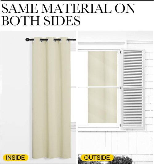 NICETOWN Beige Room Darkening Curtains - 86" Long | Total Privacy Drape Panels for Boho Farmhouse Decor (Set of 2, 55" Wide)