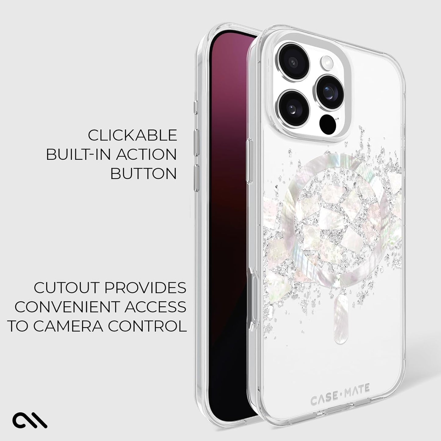 Case-Mate 16 12ft 16 iPhone Pro Max Case [Compatible with MagSafe] - Stylish Mother of Pearl Phone Case with Drop