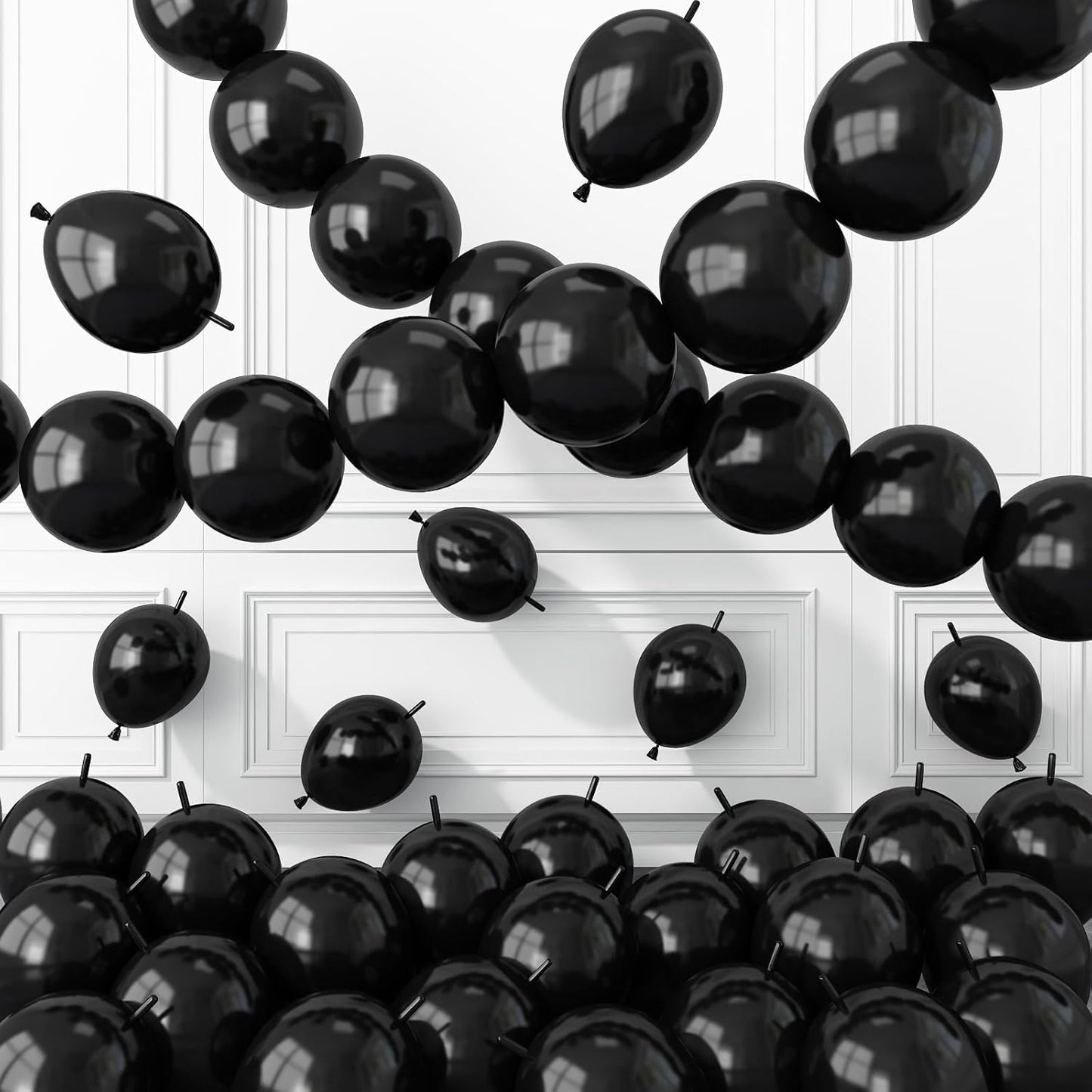 Skiennix Black Link Balloons - 120 Pcs 6-Inch Latex Balloons for Birthday & Wedding Decor