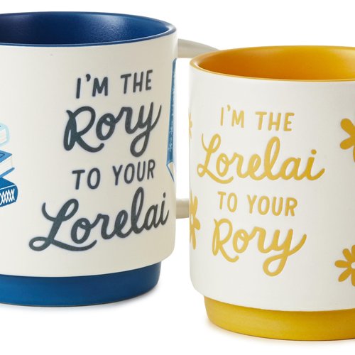Hallmark Gilmore Girls Mug Set (Lorelai and Rory) Set of 2 Stacking Mugs, Mom Gift for Mother's Day
