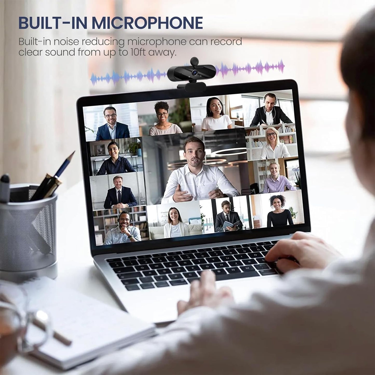 MTORED 1080P Conferencing-2(Grey) USB HD Video Webcam and Wide Angle Camera with Built-in Microphone and Rotatable