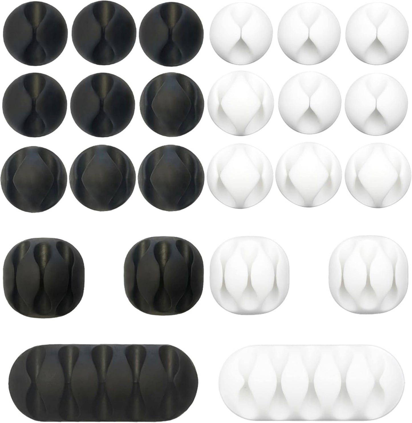 JTek 24 Pack, Cord Organizer, Adhesive Cable Holder, Black and White | Cable Organizer, Cord Holder, Desk Organizers