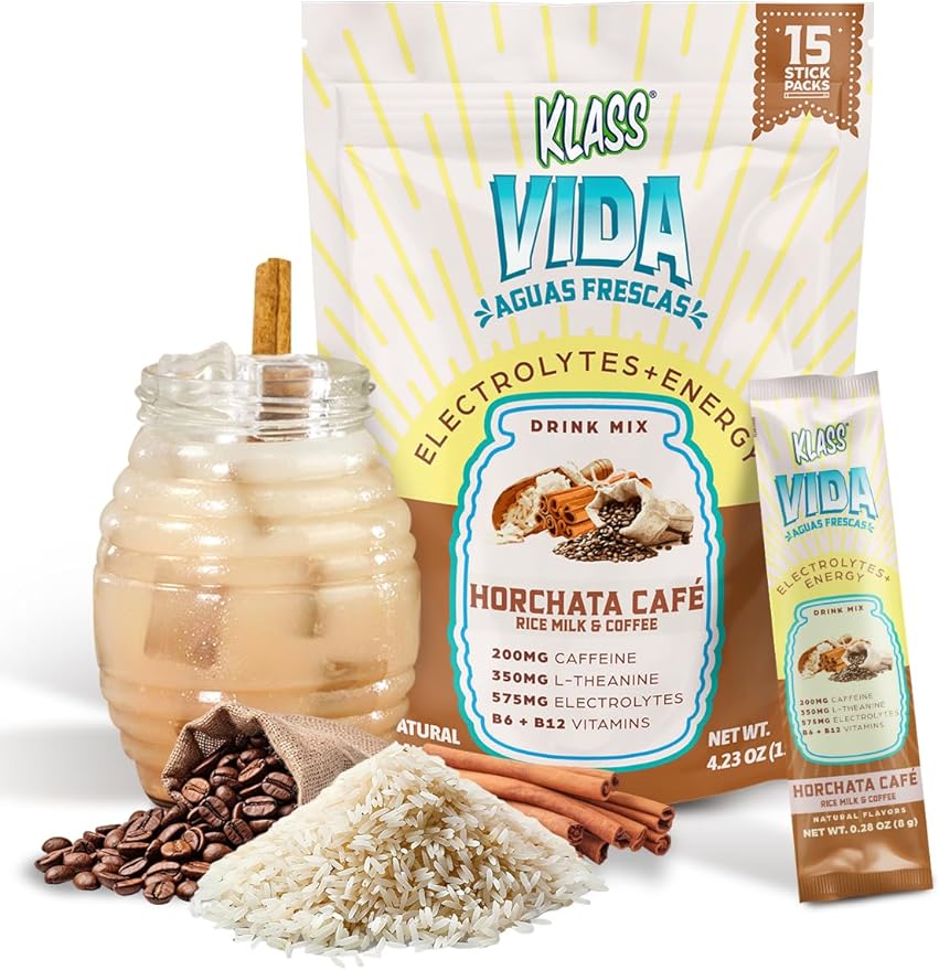 Hydration + Energy Electrolyte Drink Mix ??Coffee Horchata Agua Fresca Flavor | Sugar-Free Powder with Caffeine, L-Theanine, Coconut Water & Minerals | 15 Single-Serve Stick Packs