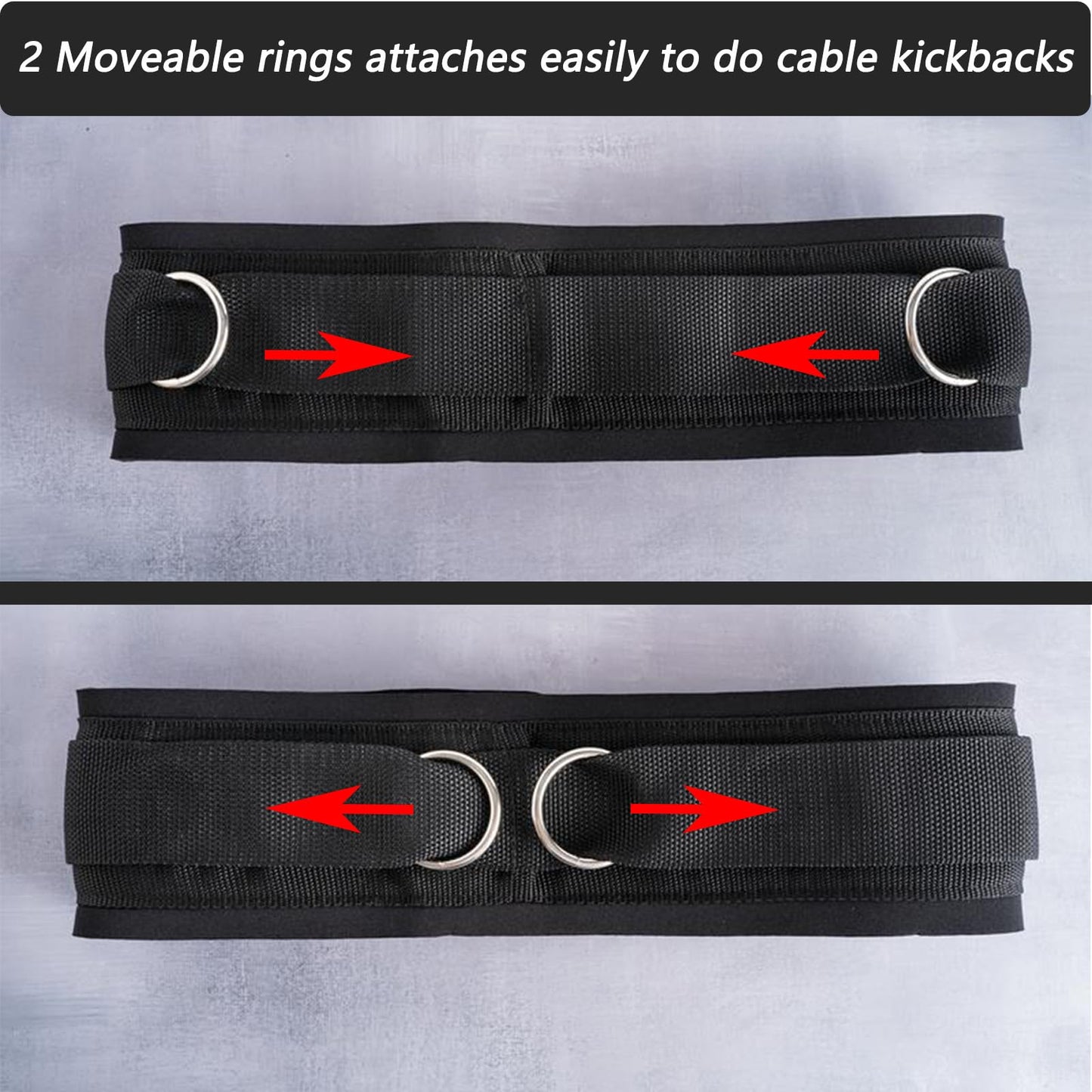 LOOEEL Adjustable Waist Belt Soft Neoprene Padded Belt with 2 Movable Rings for Cable Machines Fitness Exercise Speed Agility Resistance Training