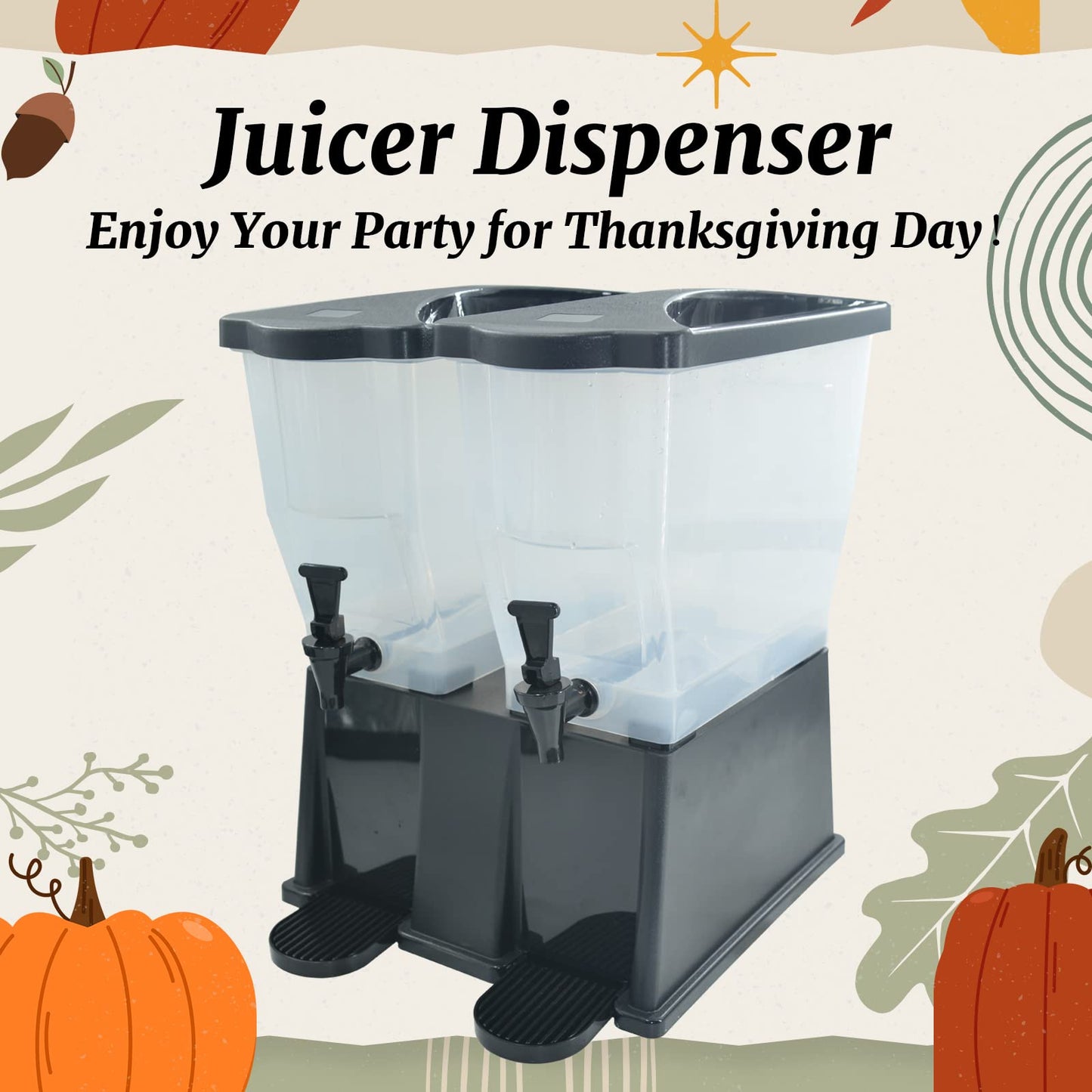 Hakka 6 Gallon Drink Dispenser, Commercial Juice Dispenser for Parties 22L Double Tank Beverage Dispenser with Spigot for Catering, Buffets, Restaurants