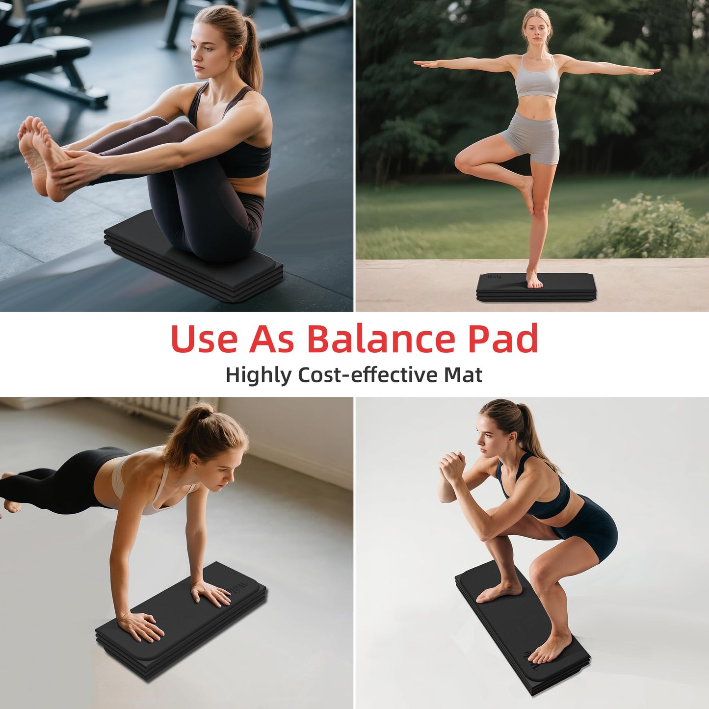 1/2 Inch Extra Thick Yoga Mat Pilates Equipment, 70"x24" Odorless Workout Mats for Home Gym, Non-slip Exercise Mats for Women Men Home Workout, Foldable Yoga Mats for Travel Camping Sleeping(Charcoal)