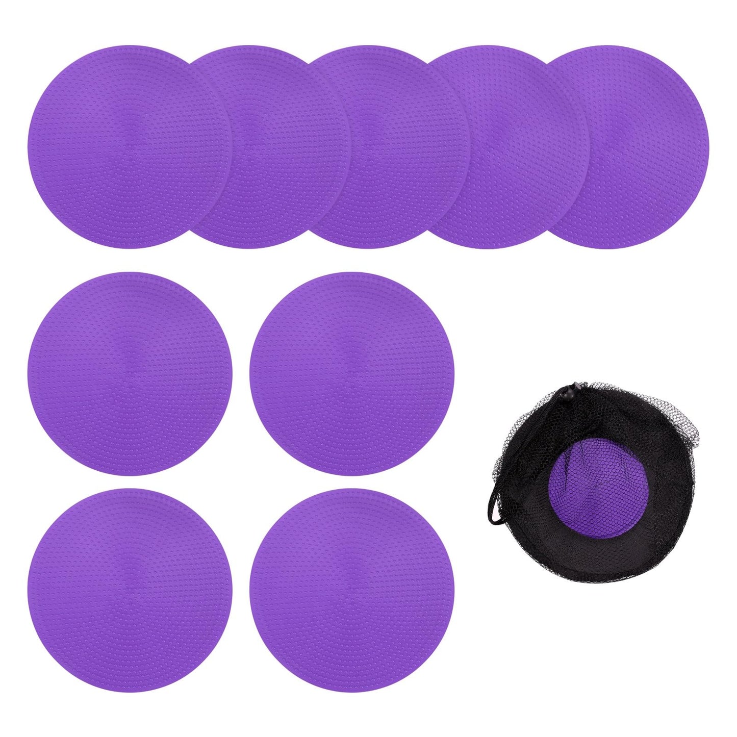 YELARXI Spot Markers, Poly Spot Marker for Agility Training Floor Dots Non Slip Flat Field Cones 9 Pcs & 4 in & Purple-for (Soccer/Speed Training/Gaming/Basketball/Dance Practice)