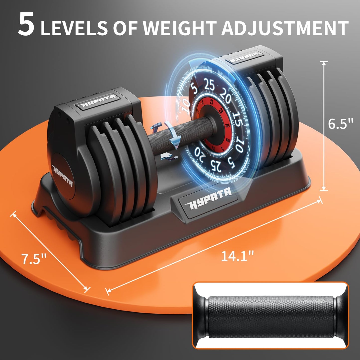 HYPATA 25 lbs Pair Adjustable Dumbbell Set, Fast Adjust Weight with Tray Suitable, Adjustable Dumbbells for Full Body Workout
