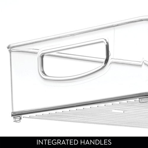 iDesign Plastic Stackable Pantry Bin - Organizer Bin with Handles for Cabinets or Fridge - Set of 2 - Clear