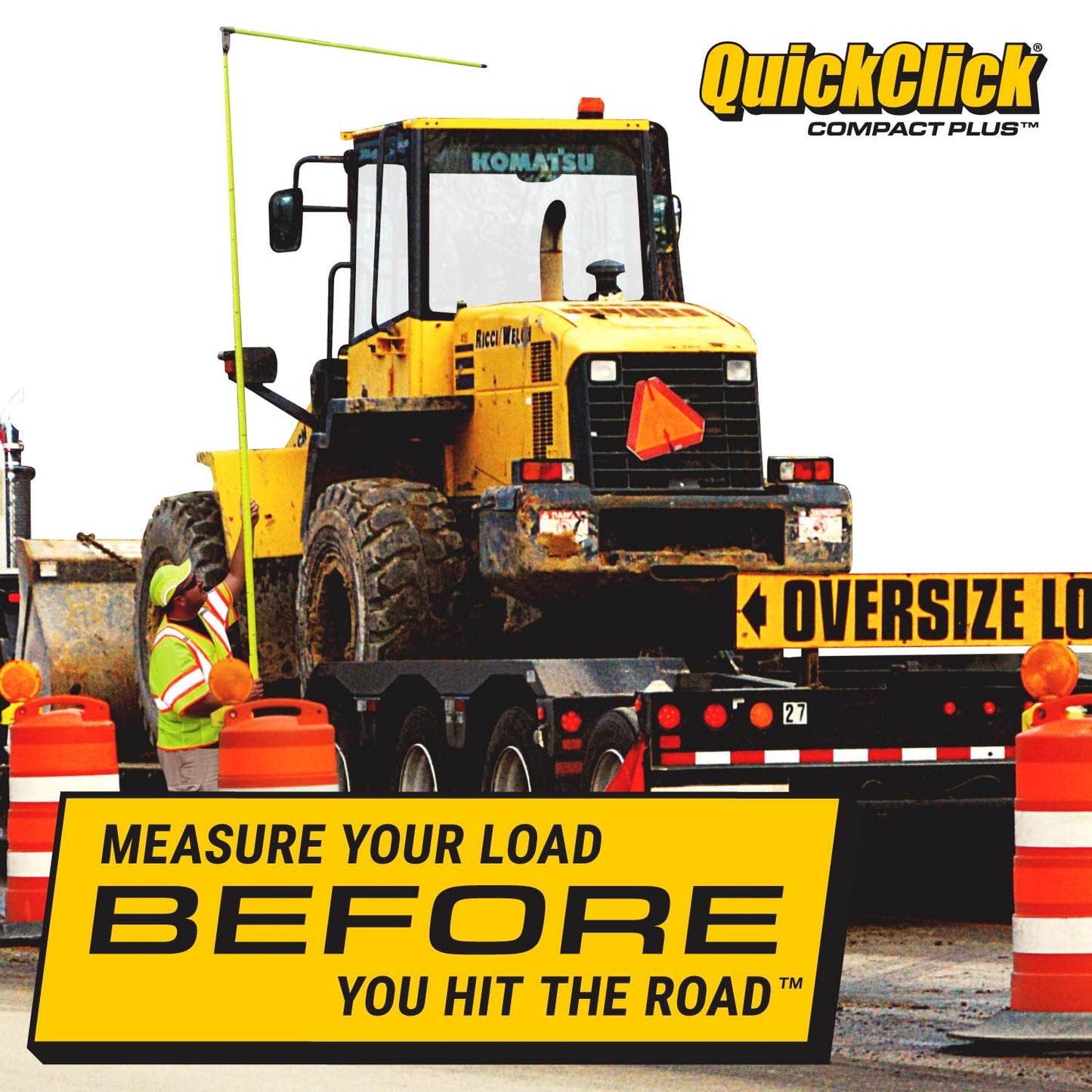 Quickclick Compact Plus Load Height Measuring Stick - Measures Up to 15 Feet - Measure Your Load Before You Hit The Road™