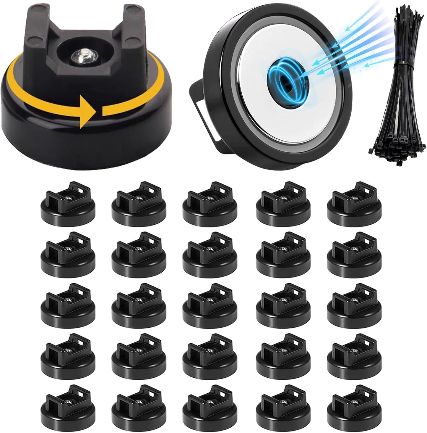 SangAncons zbab1 25LBS 22mm, 25 Magnetic Zip Tie Mount Base, Strong Magnetic Wire Holder & Cable Clips,Magnetic cable