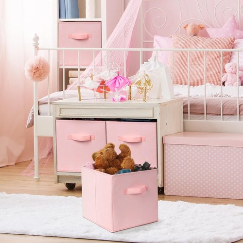 Criusia Storage Cubes - 11-Inch Heavy-Duty Fabric Bins for Organizing Clothes & Toys | 8-Pack Pink