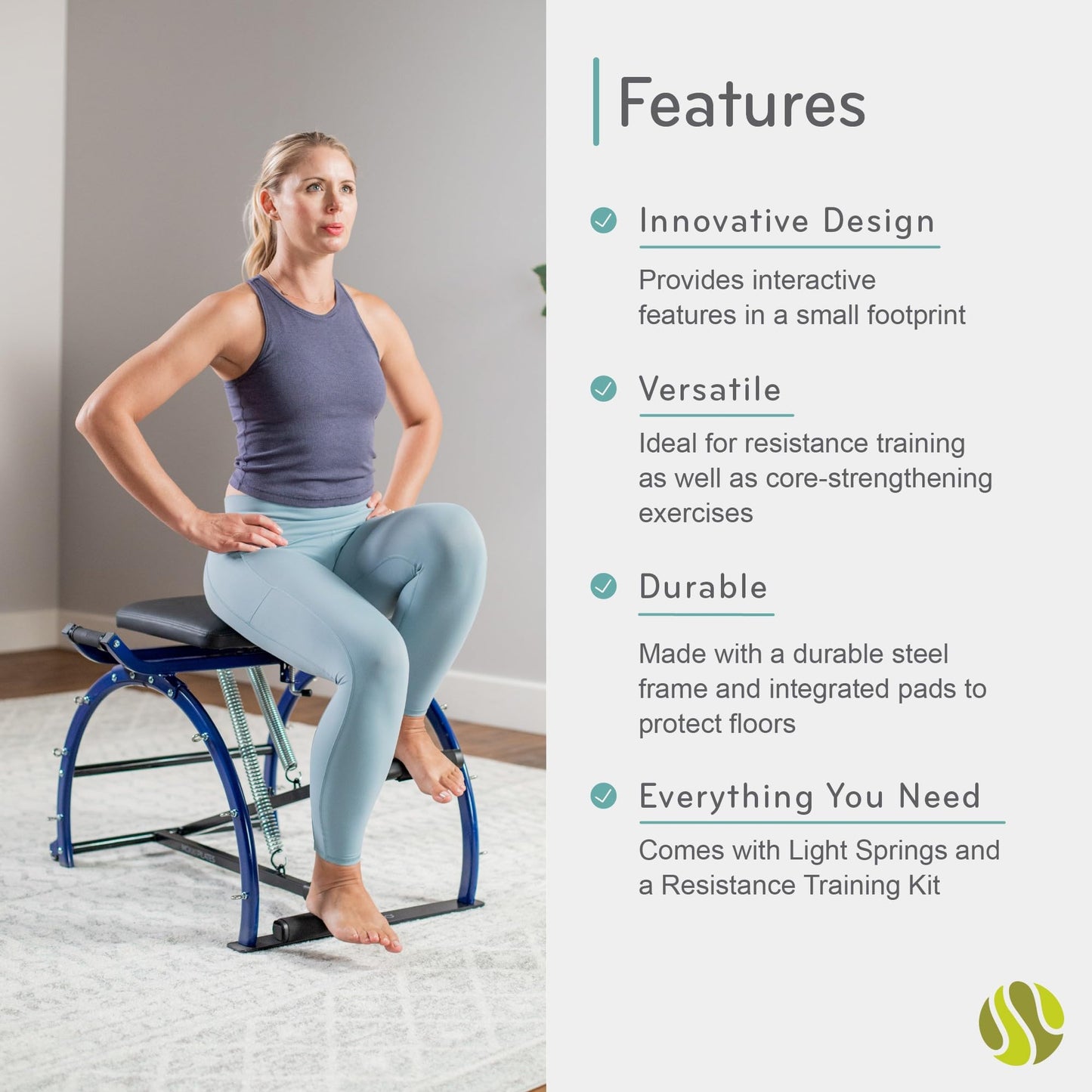 Mundo Moxxi Pilates Chair, Workout Equipment for Home Gym, Up to 250 -Pound Weight Capacity
