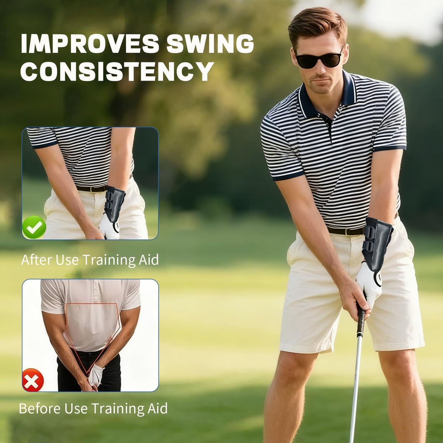 TOTITOM Golf Wrist Training Aid, 2 Pack Golf Swing Band and Golf Wrist Correction Trainer, Golf Grip Trainer for Beginners Arm Posture Correcting