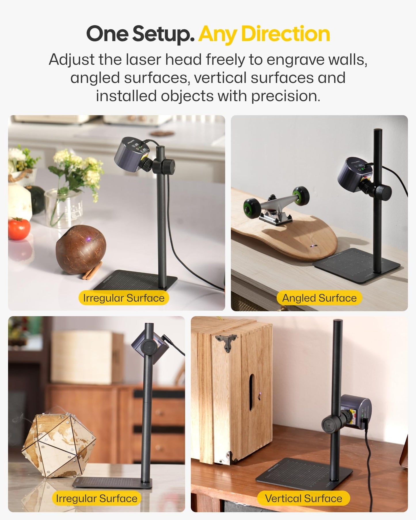 LaserPecker LP1 Plus Mini Laser Engraver for Beginners, Pocket-Sized Laser Engraving Machine with Adjustable Stand, 360° Multi-Angle Engraving for Wood Leather Paper DIY Projects