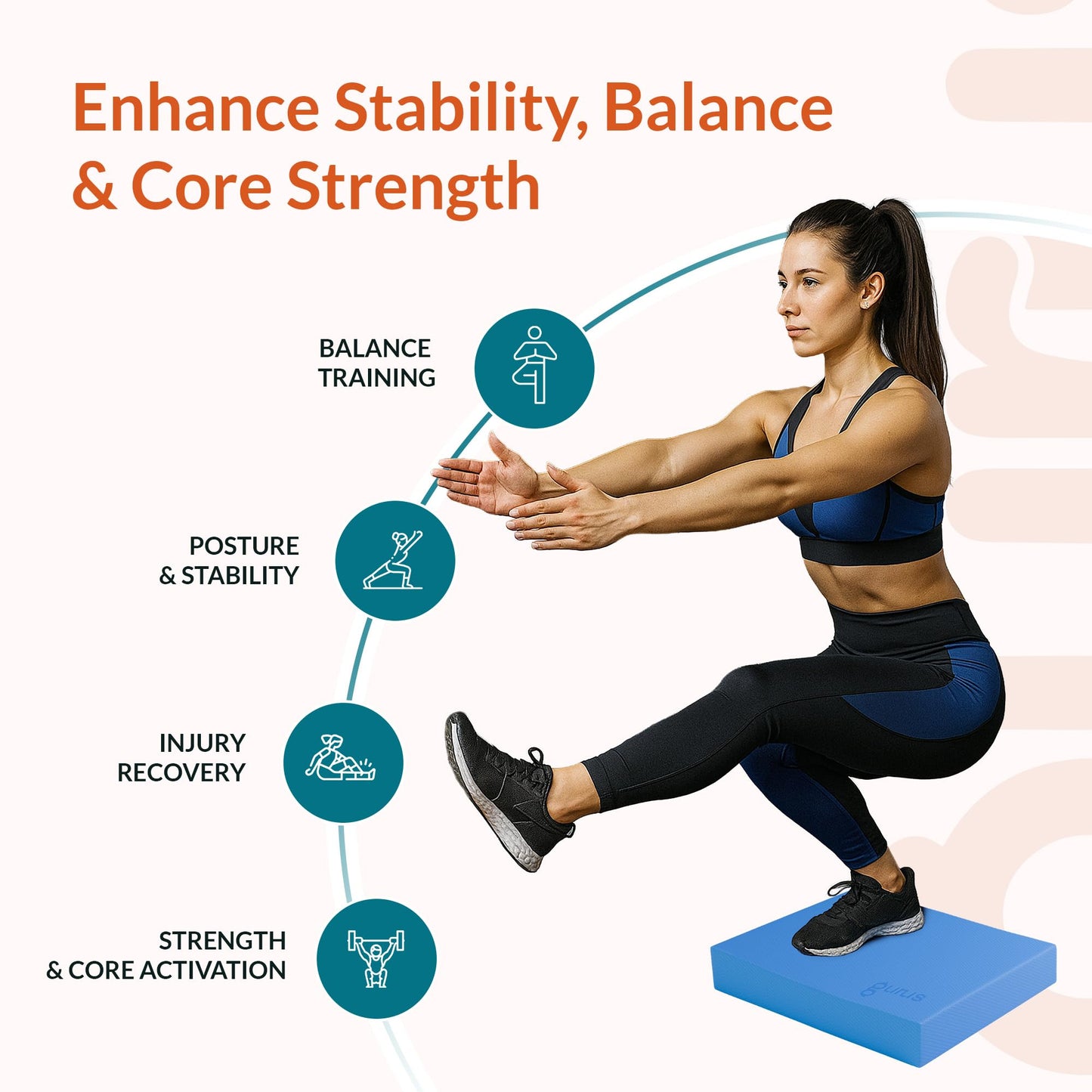Gurus Balance Pad – High-Density Foam Balance Pad Physical Therapy for Stability & Strength, Exercise Foam Pad for Balancing, Non-Slip Lightweight Trainer for Home Gym & Rehab (Blue)