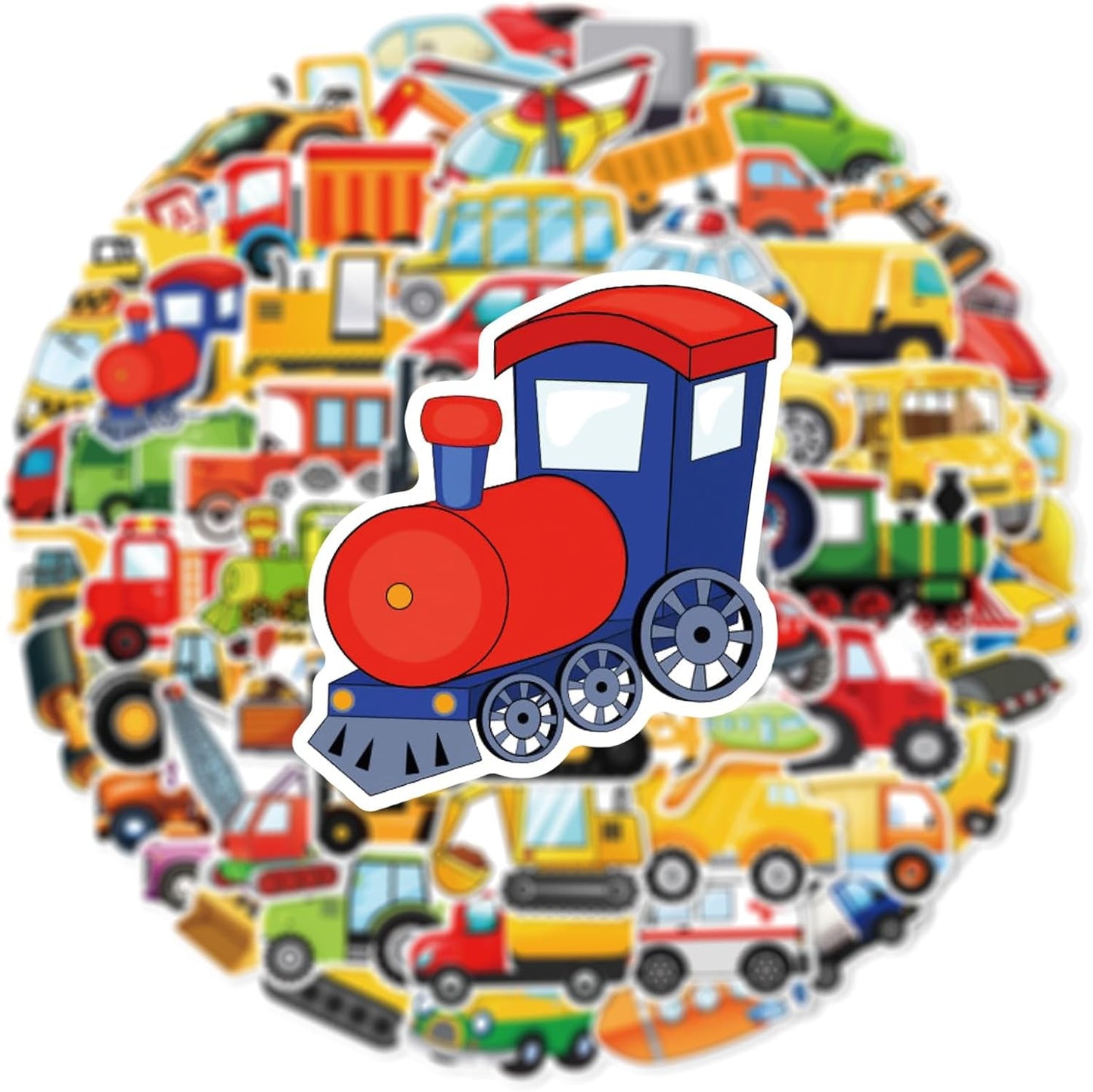 Luziwiox Pack, 60Pcs (Colourful-F1) Transportation Vehicle Truck Stickers Vinyl Waterproof Cool Stickers Construction
