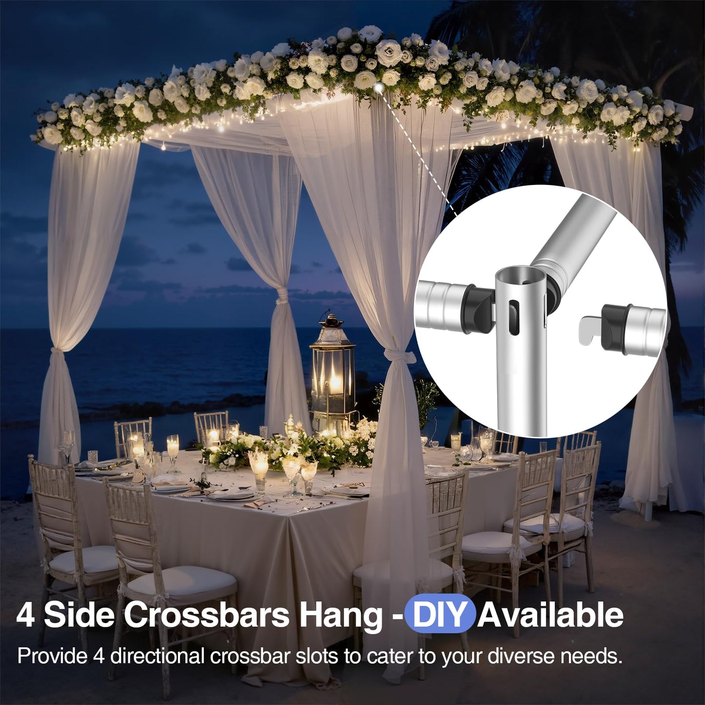 EMART 10x10ft Backdrop Stand Heavy Duty Kit with Water Tank Base, Pipe and Drape Adjustable Photo Backdrop Stand for Wedding, Party, Baby Shower, Christmas, Birthday Decorations-Silver
