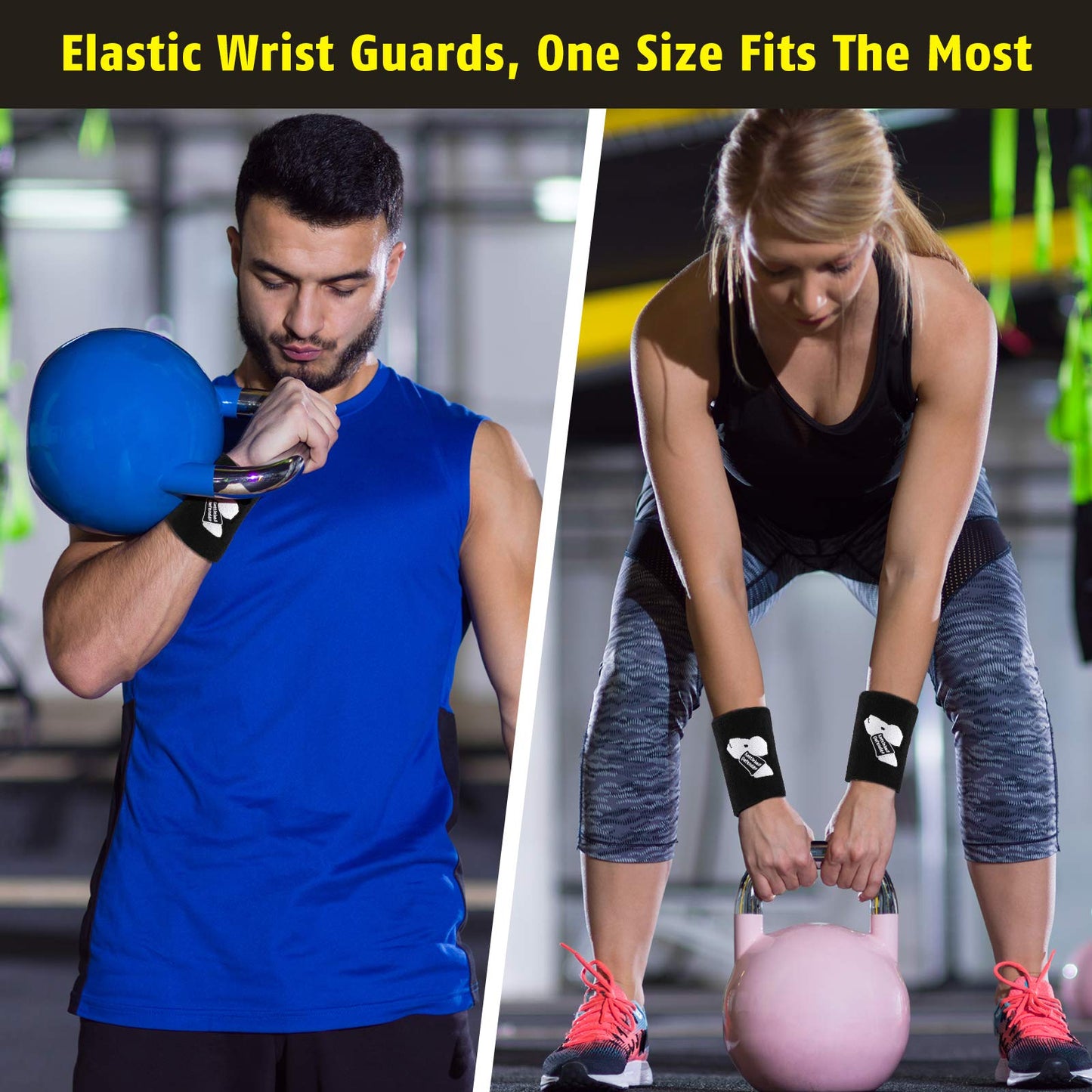 Kettlebell Wrist Guards for Men and Women, Tceapoo Sports Wrist Sleeve Athletics Sweatband Wrist Support Wrist Bands for Kettlebell Training, Weightlifting, Powerlifting and Crossfit (1 Pair)