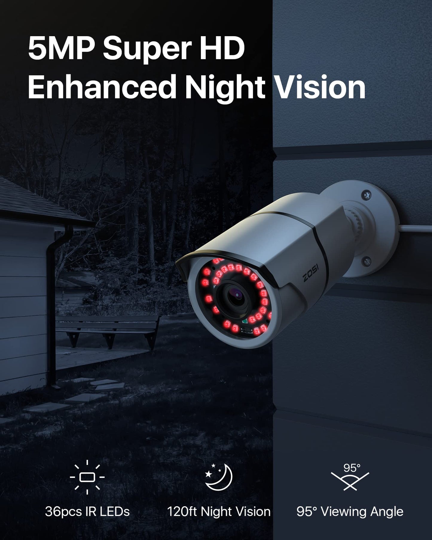 ZOSI 16CH 4K PoE Security Cameras System,4K 8MP 16 Channel H.265 NVR with 4TB Hard Drive and 8pcs 5MP Indoor Outdoor PoE IP Cameras,120ft Night Vision,Remote Access for Home Business 24/7 Recording