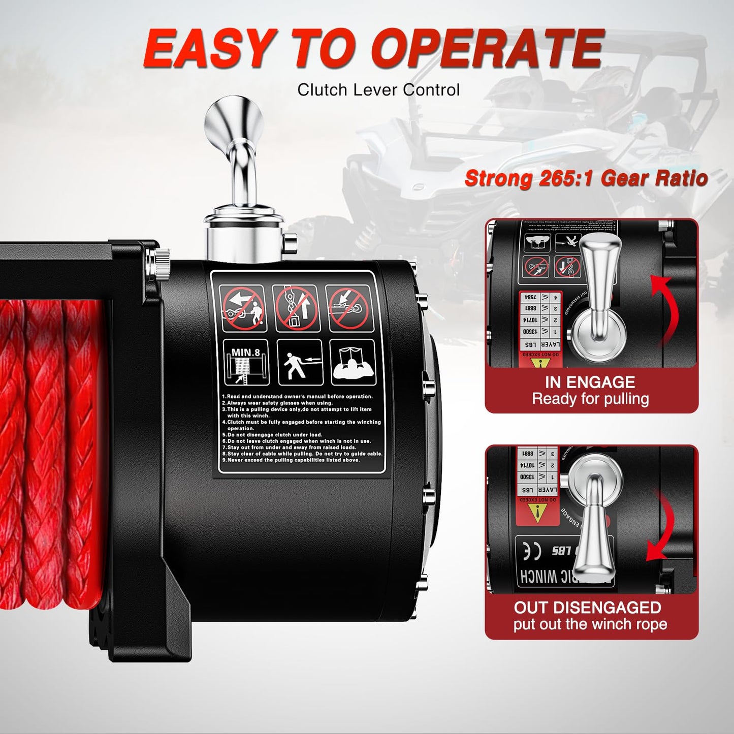 Nilight 12V Electric Winch for Jeep UTV Trailer Boat Offroad Towing ATV Winches 12000LBS IP68 Winch with Synthetic Rope Fairlead Wired Wireless Remote
