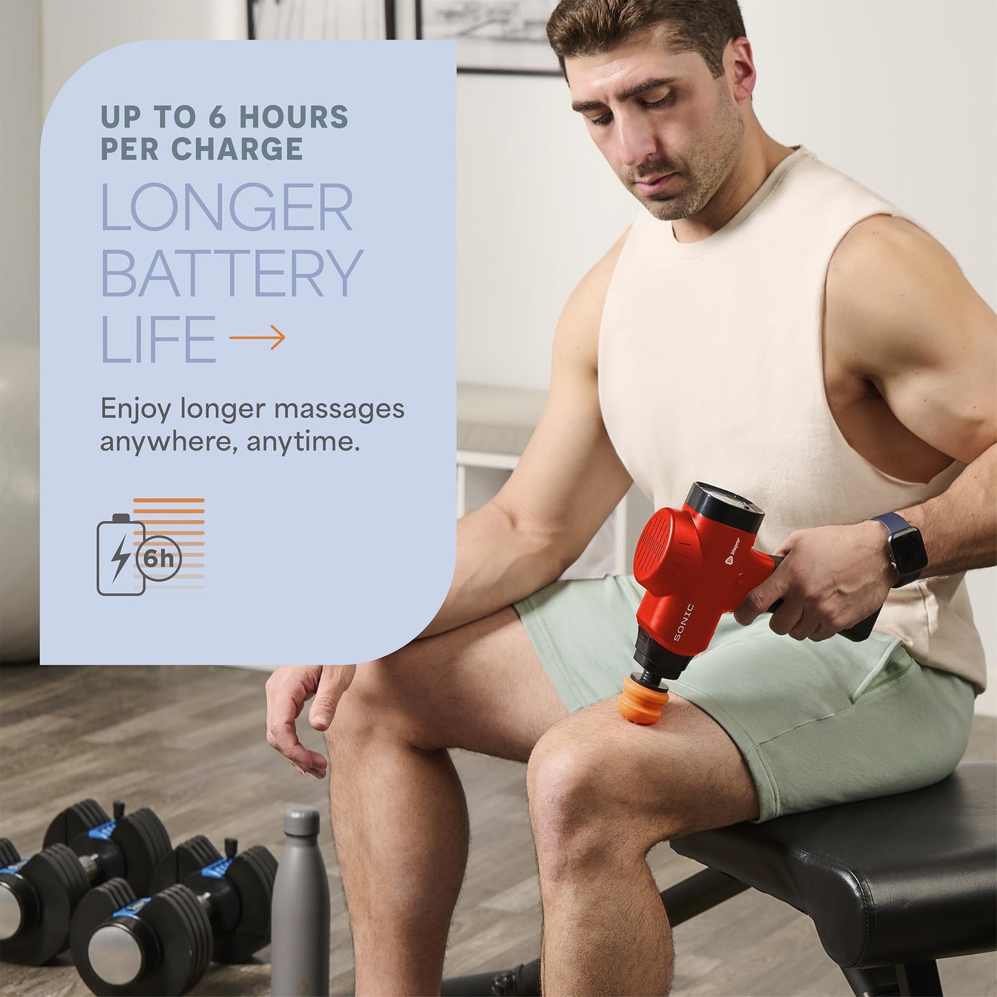 LifePro Massage Gun & Massage Gun Holder (Sold Separately) - Percussion Muscle Massager for Athletes with 8 Heads and 5 Speed Settings - Deep Tissue Back Muscle Massager Extender for Recovery