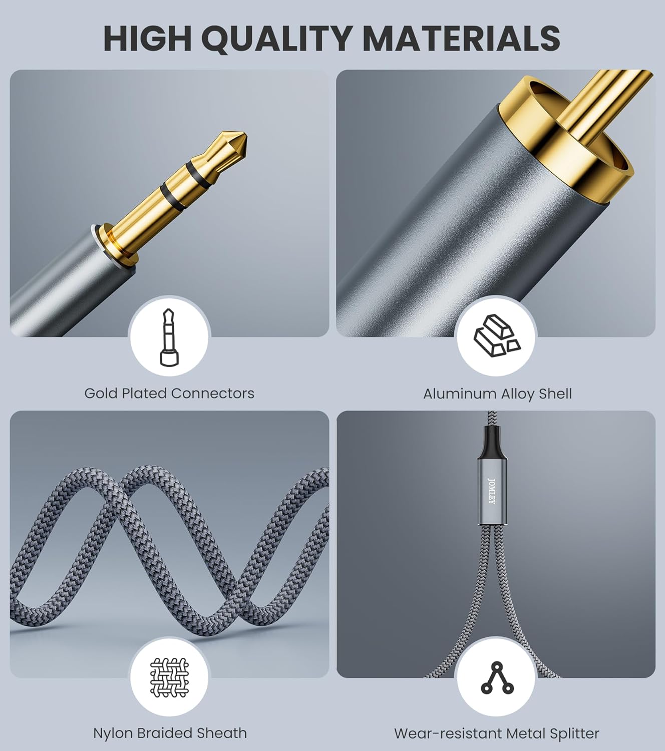 3.5mm 6.6ft, 2 3.5mm MP3 to RCA Cable RCA to AUX Male to Male Stereo Y Splitter Adapter Cable for Smartphone, Speaker