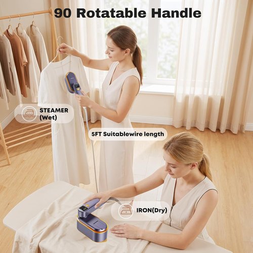 Droyek Portable Travel Steamer - 1200W Powerful 2-in-1 Iron & Steamer | Fast Heat in 10s, 150ml Tank