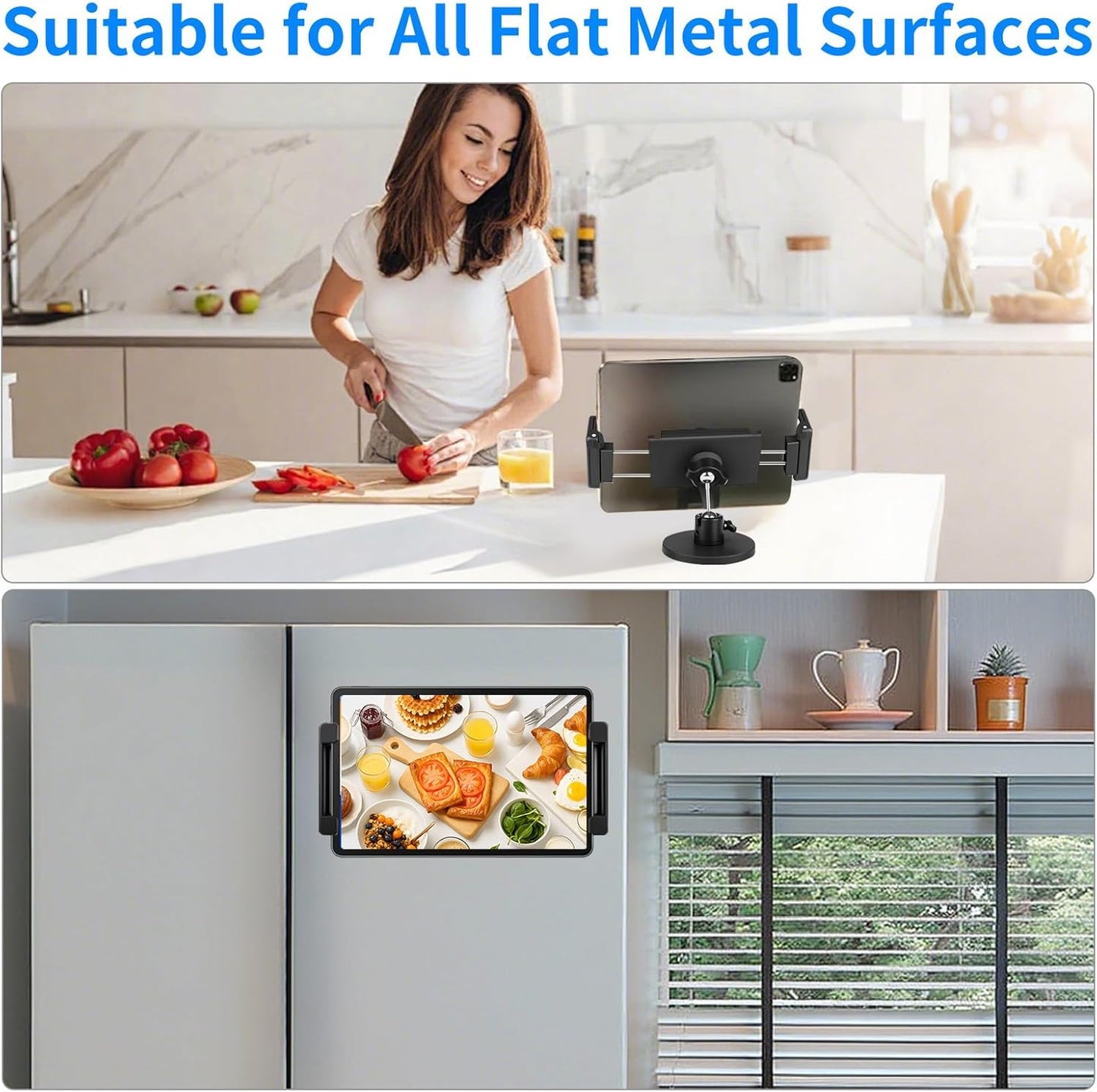 joaoxoko 360 4.7-12.9" (1) Strong Magnetic Tablet Mount, Swivel Stand for Kitchen/Office/Gym, Universal Holder